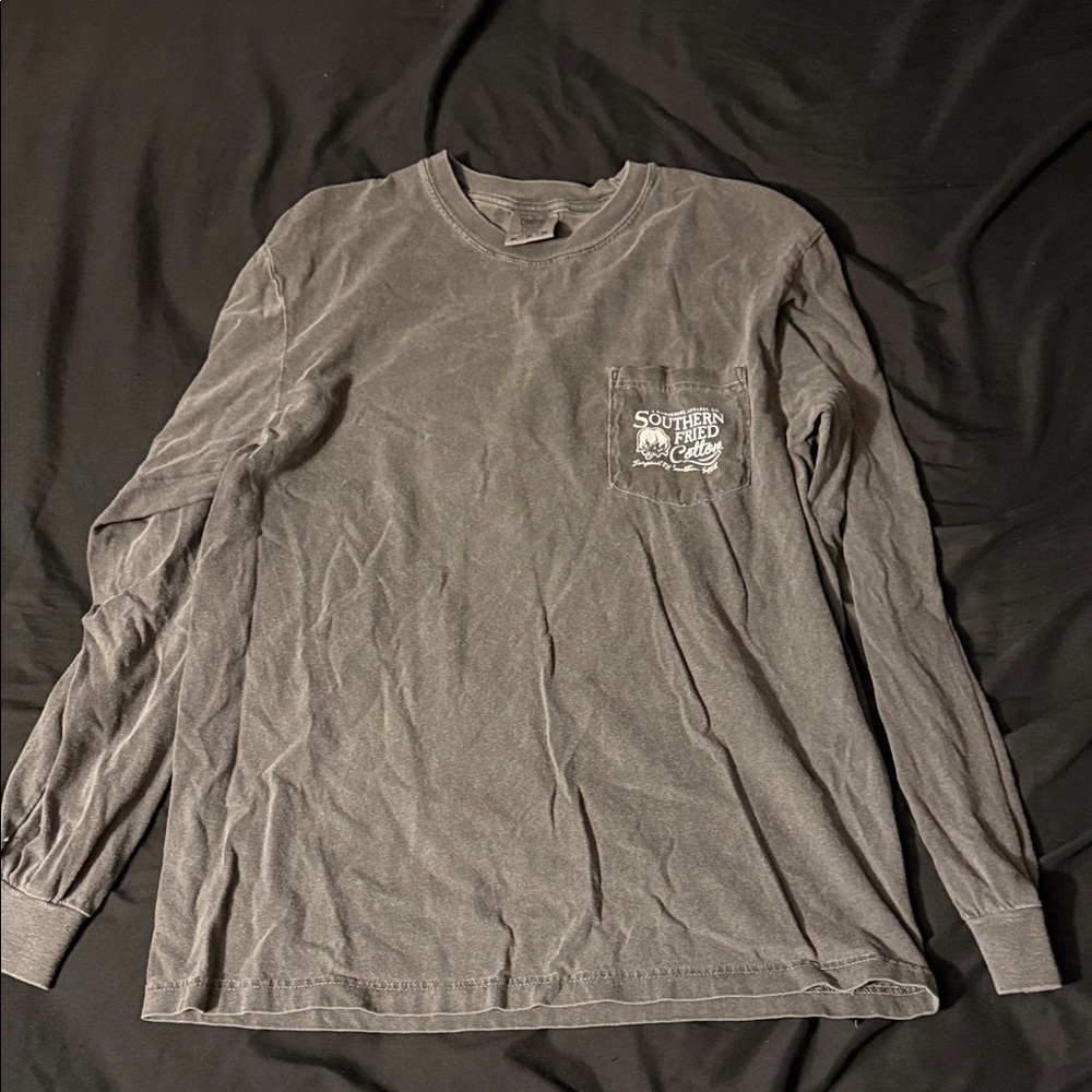 Southern Fried Cotton Charcoal Long Sleeve Tee